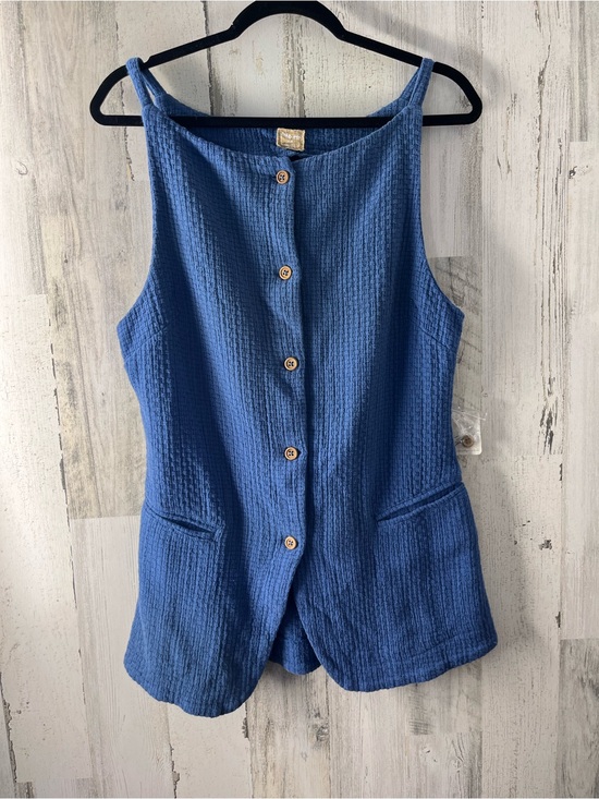 Free People Tops - Free People Blue Coastal Classy Sleeveless High-neck Button down Medium Nwt